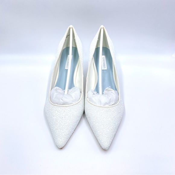 Nine West Womens Arlene White Glitter Point Toe Low Stiletto Heels Pumps Shoes 8 - Picture 3 of 16